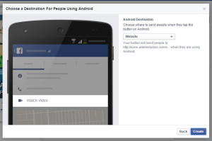 Facebook Call to Action Step 4: Choose an Android Destination