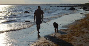 Adelie the dog and I at the beach